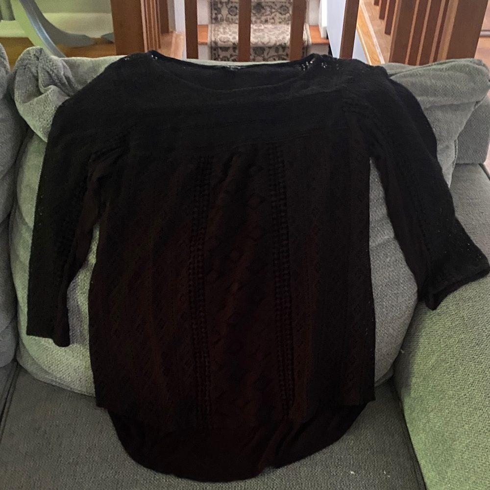 Lucky Brand Black Textured Blouse